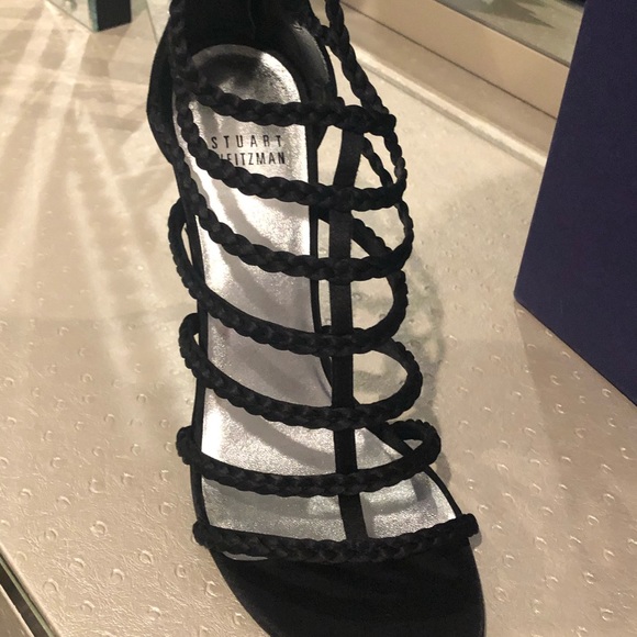Stuart Weitzman black satin heals - Picture 2 of 5